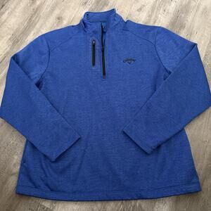 Callaway Pullover Mens Large Blue 1/4 Zip Fleece Lined Golf Sweatshirt Pocket